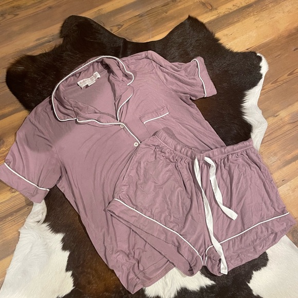 Birdy Grey Mauve Pajama Set with White Trim - Picture 2 of 4